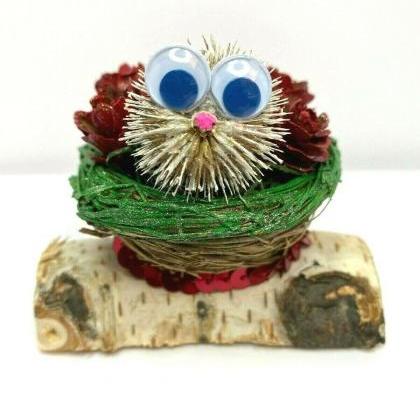 Handmade Porcupine Decoration With Blue Eyes,..