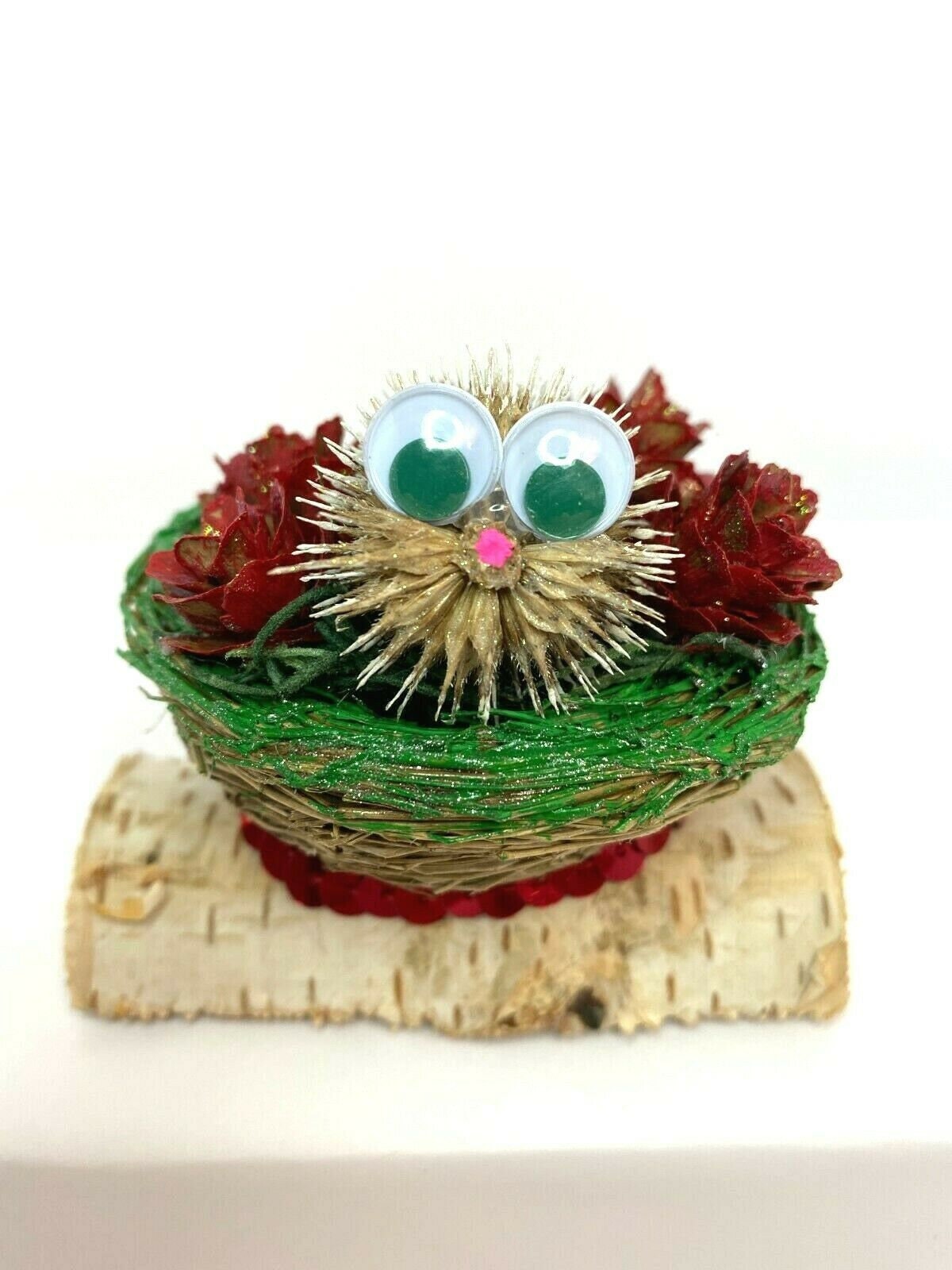 Handmade Porcupine Christmas Decoration, Natural Art Country Style, Nature, Animal Nest.