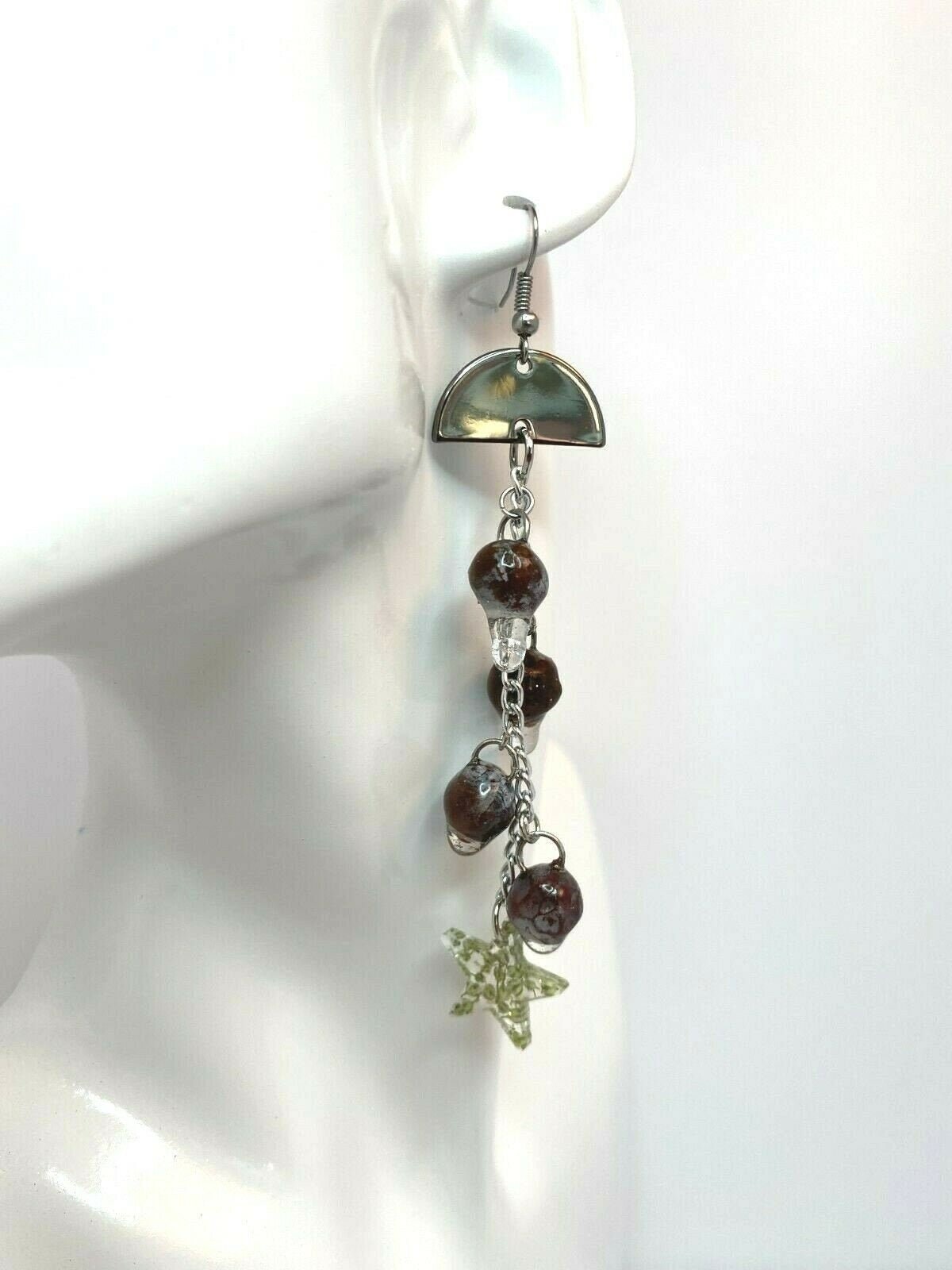 Handmade Juniper Berry Natural Dried Plant Resin Earrings Lightweight, Drop Dangle, Oregon Made, Unique, One Of A Kind.
